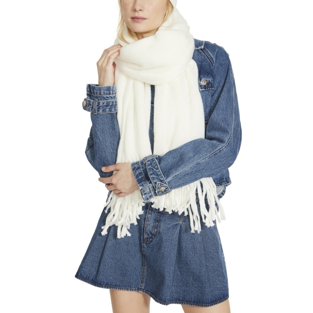 STEVE MADDEN Super-Soft Knit Muffler Chunky White Oversized Scarf - Picture 3 of 11